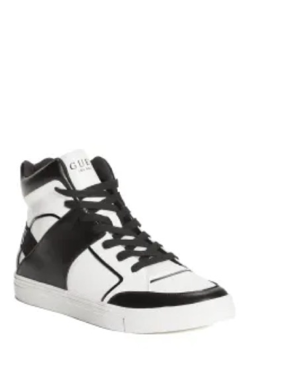 New GUESS Black and White High-Top Lace-Up Sneakers